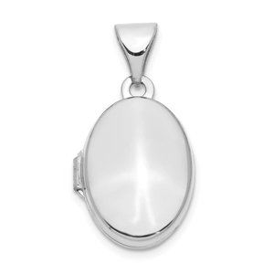 14K White Gold 13Mm Oval Plain Assembled Locket New